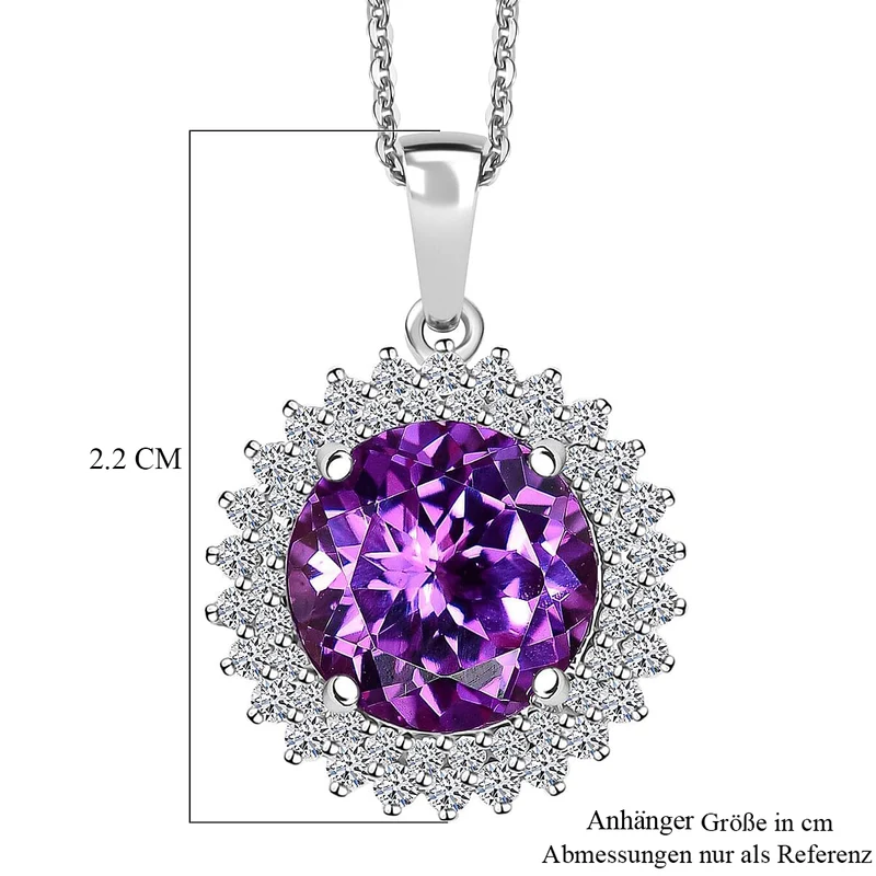 AAA Lab Grown Lila Saphir, Lab Grown Diamant AGI zertifiziert Schmuckset (10-15 Werktage Lieferzeit) ca. 45 cm 417 Gold, 417 Gold Weißgold Vergoldet ca. 4.48 ct