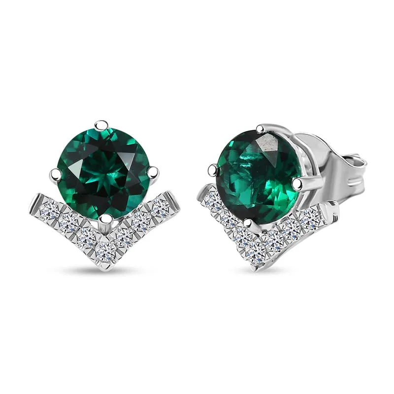 LUXURIANT(10-15 Werktage Lieferzeit) 4,20 ct. AGI zertifizierte und geprüfte AAA Labor Smaragd, Labor Diamant Ohrringe in 417 Weißgold