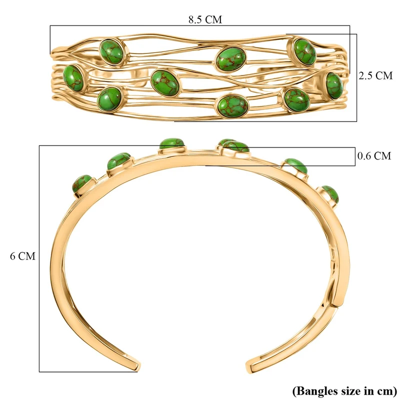 Grünes Türkis Armreif ca. 19 cm Nickelfreies Messing ca. 6.23 ct