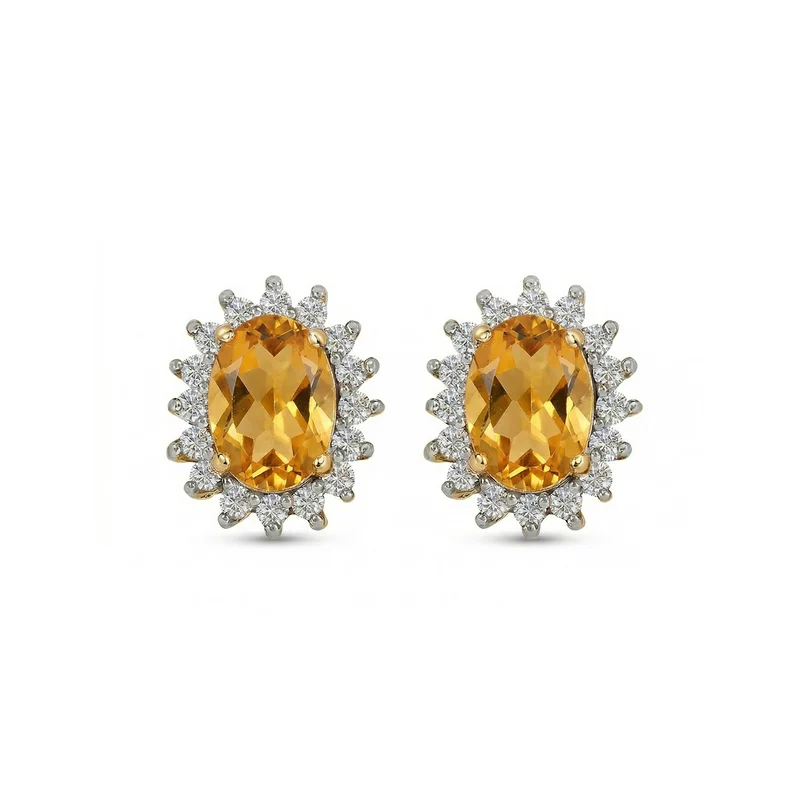 AA Citrin, Zirkon Ohrringe 925 Silber Gelbgold Vermeil ca. 1.71 ct
