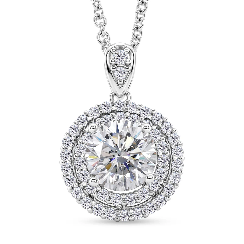 Weißer Zirkonia Schmuckset ca. 50 cm Nickelfreies Messing Rhodiniert 2.24 ct