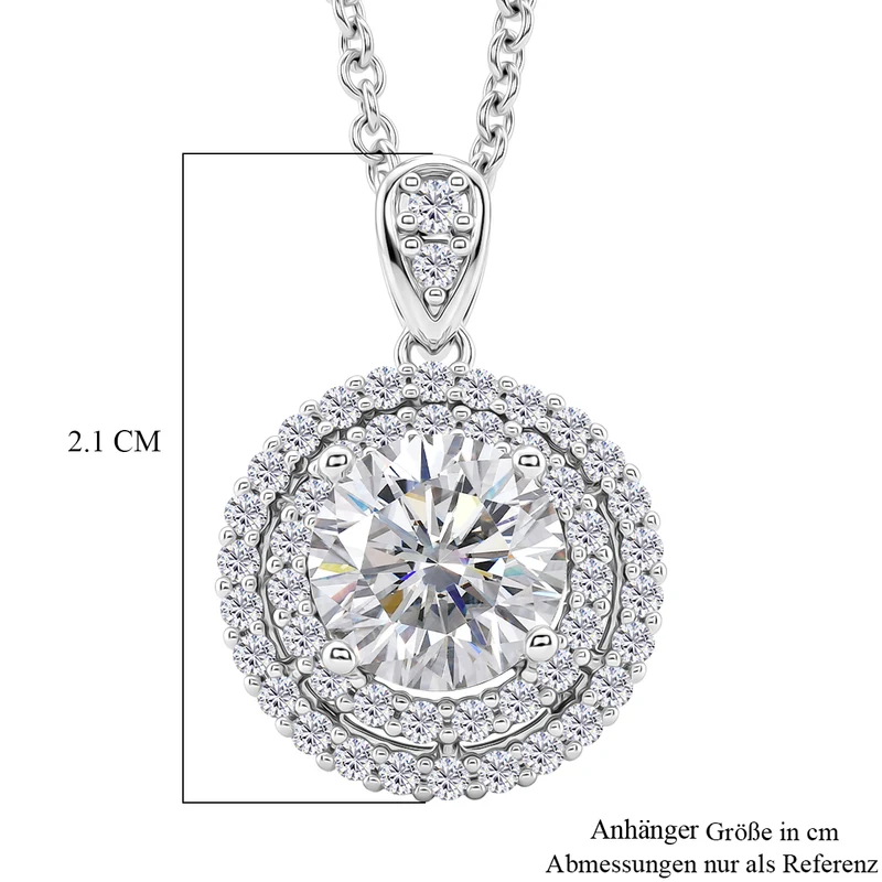 Weißer Zirkonia Schmuckset ca. 50 cm Nickelfreies Messing Rhodiniert 2.24 ct