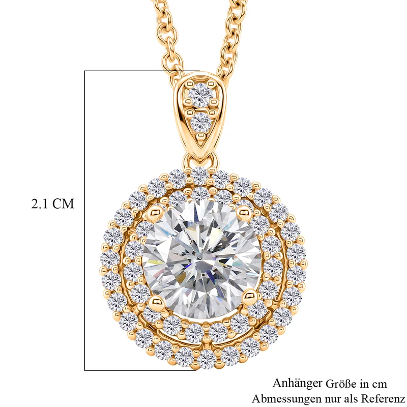 Weißer Zirkonia Schmuckset ca. 50 cm 316L Edelstahl Ion-Gelbbeschichtung, Nickelfreies Messing Vergoldet 2.24 ct