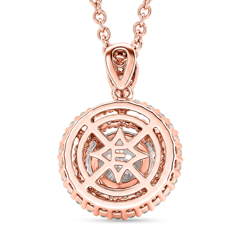 Weißer Zirkonia Schmuckset ca. 50 cm Nickelfreies Messing Rosévergoldet und Edelstahl Ion Rosé Beschichtung 2.24 ct
