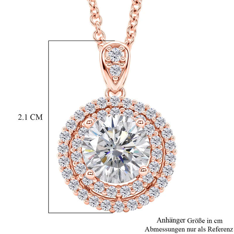Weißer Zirkonia Schmuckset ca. 50 cm Nickelfreies Messing Rosévergoldet und Edelstahl Ion Rosé Beschichtung 2.24 ct