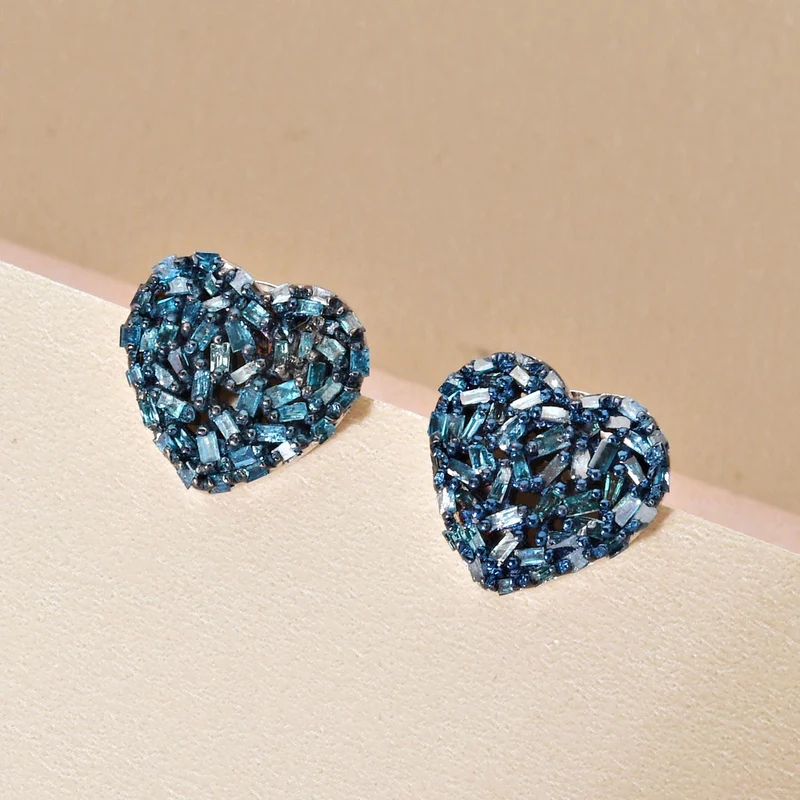 GP Amore Kollektion - Blaue Diamant und Saphir-Ohrringe, 925 Silber platiniert ca. 0.50 ct