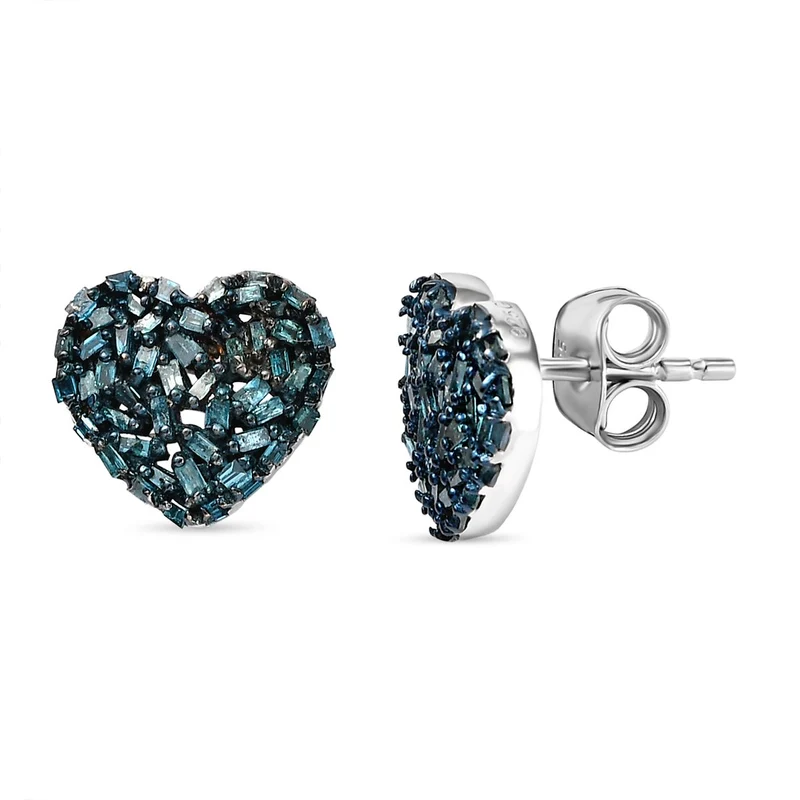 GP Amore Kollektion - Blaue Diamant und Saphir-Ohrringe, 925 Silber platiniert ca. 0.50 ct