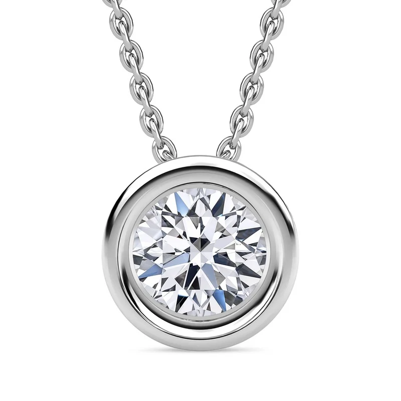 LUXURIANT DIAMOND - Lab Grown Diamant VS-EF Anhänger mit Kette, 925 Silber platiniert ca. 0.50 ct