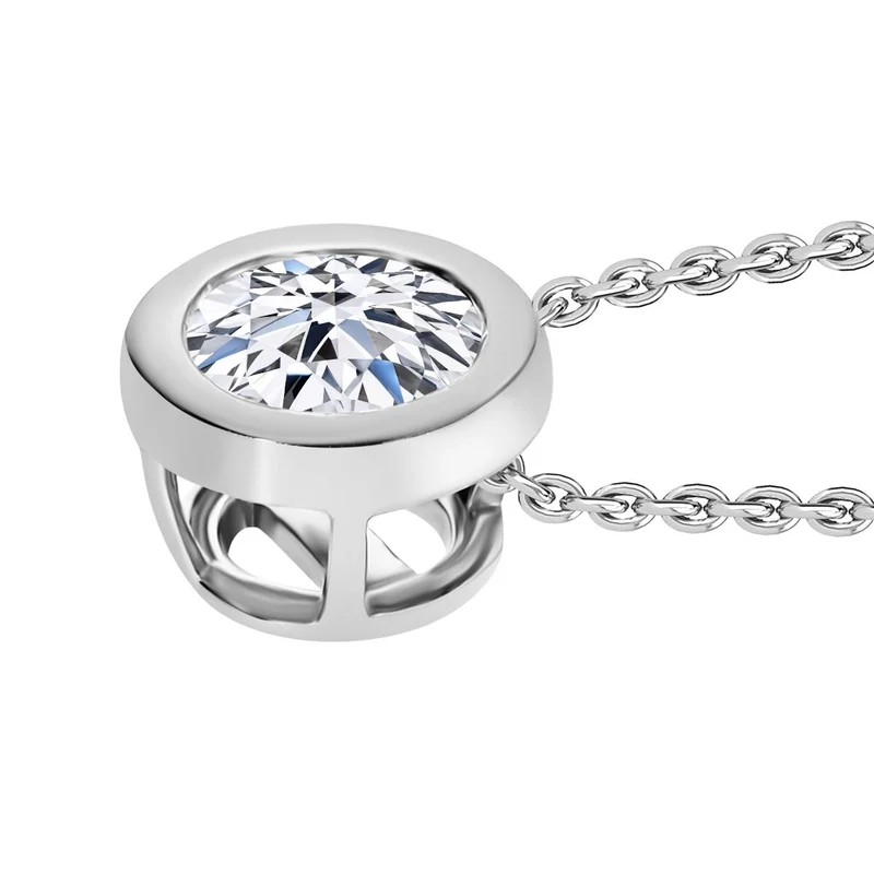 LUXURIANT DIAMOND - Lab Grown Diamant VS-EF Anhänger mit Kette, 925 Silber platiniert ca. 0.50 ct