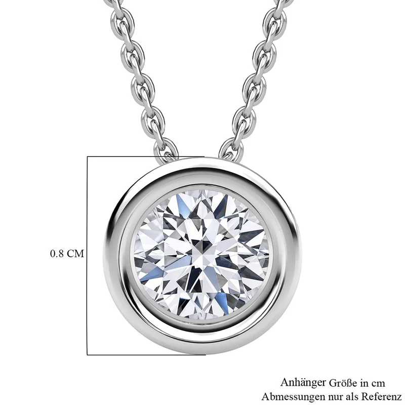 LUXURIANT DIAMOND - Lab Grown Diamant VS-EF Anhänger mit Kette, 925 Silber platiniert ca. 0.50 ct