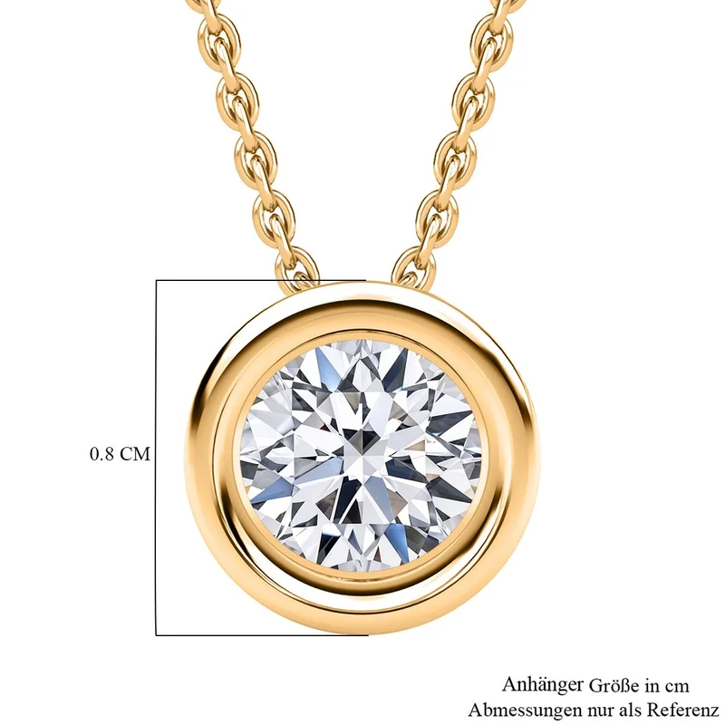 LUXURIANT DIAMOND - Lab Grown Diamant VS-EF Anhänger mit Kette, 925 Silber platiniert ca. 0.50 ct