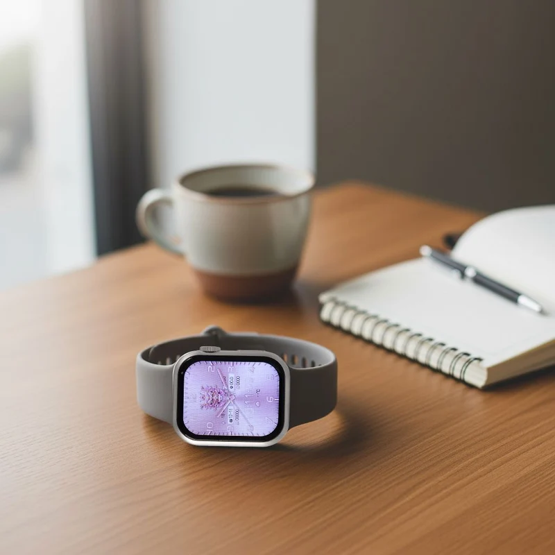 Smartwatch HW mini 2 1,75 Zoll Silber, Set mit 7 Wechselarmbändern inklusive kristallbesetztem Armband, IP67, Bluetooth 5.2, kabelloses Laden, Grau