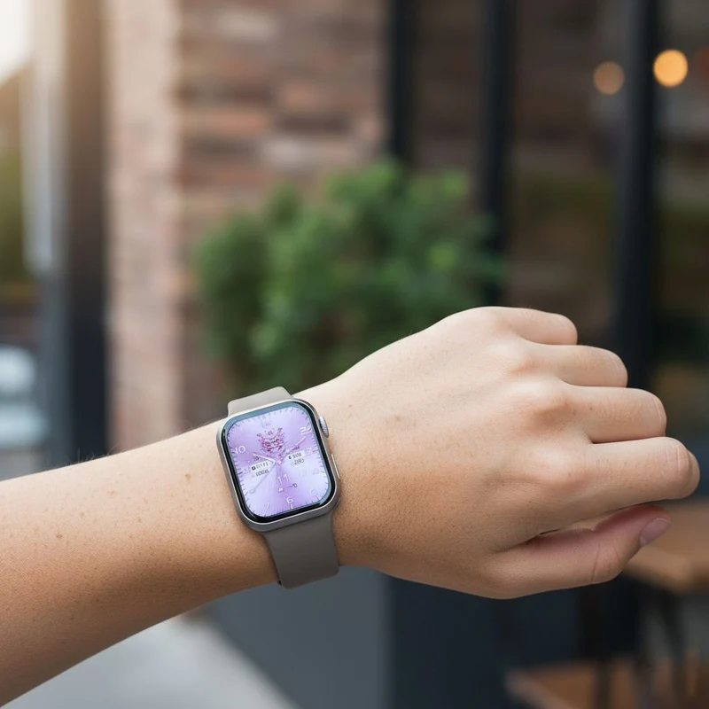 Smartwatch HW mini 2 1,75 Zoll Silber, Set mit 7 Wechselarmbändern inklusive kristallbesetztem Armband, IP67, Bluetooth 5.2, kabelloses Laden, Grau