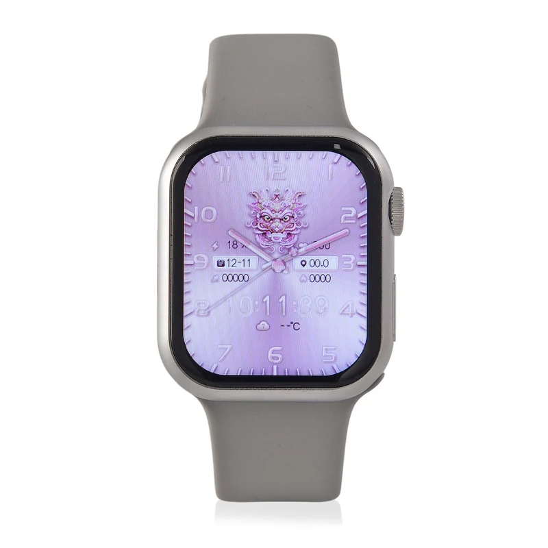 Smartwatch HW mini 2 1,75 Zoll Silber, Set mit 7 Wechselarmbändern inklusive kristallbesetztem Armband, IP67, Bluetooth 5.2, kabelloses Laden, Grau