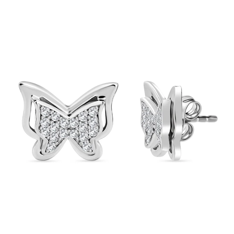 2er Set - Weißer Zirkonia Anhänger und Ohrringe, 925 Silber rhodiniert