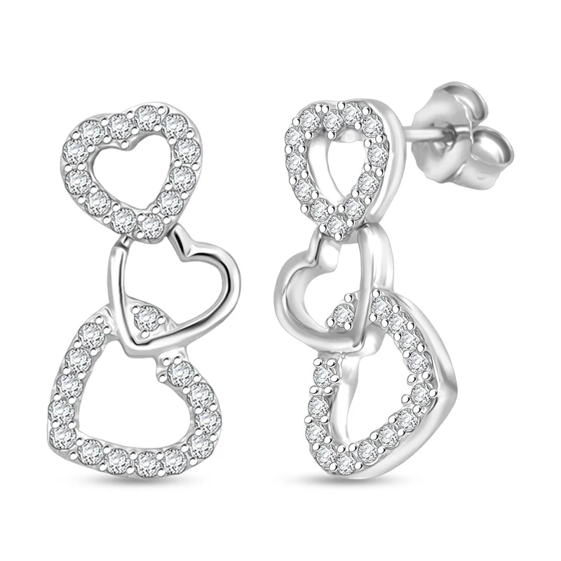 LUSTRO STELLA - Weißer Zirkonia Ohrringe 925 Silber rhodiniert