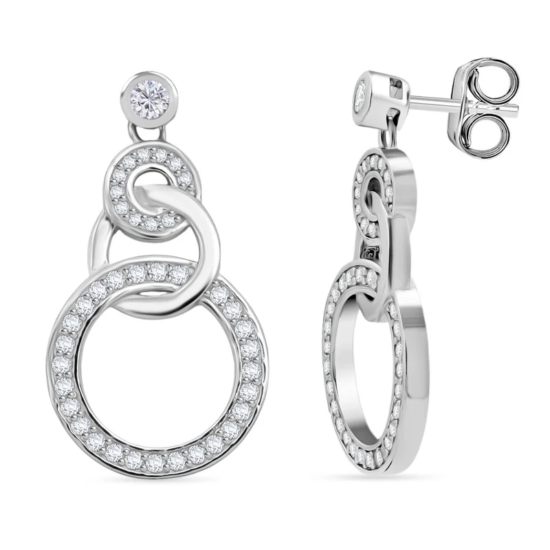 Lustro Stella Weißer Zirkonia Ohrringe 925 Silber rhodiniert