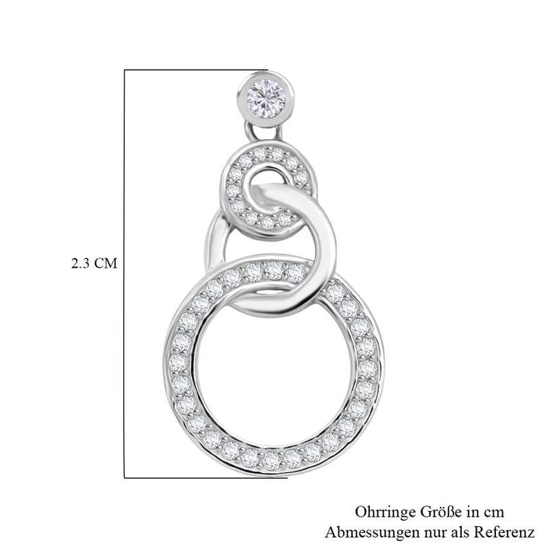 Lustro Stella Weißer Zirkonia Ohrringe 925 Silber rhodiniert
