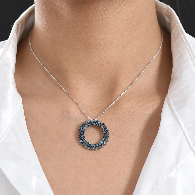 D'Joy Grüner Diamant Schmuckset ca. 50 cm 925 Silber Rhodiniert ca. 1.00 ct
