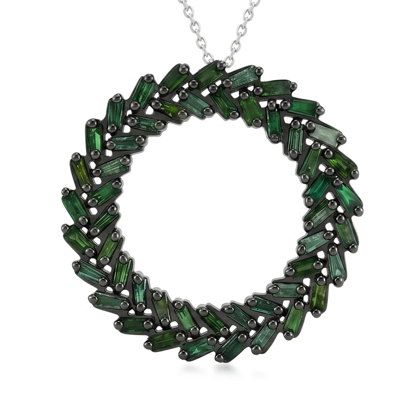 D'Joy Grüner Diamant Schmuckset ca. 50 cm 925 Silber Rhodiniert ca. 1.00 ct
