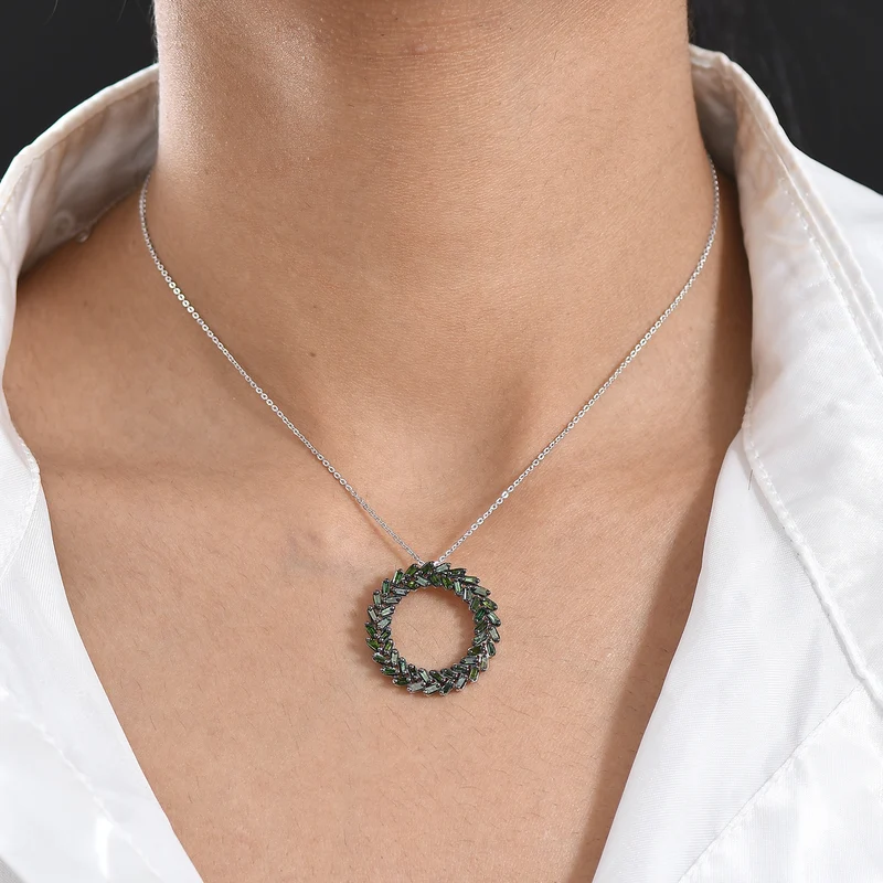D'Joy Grüner Diamant Schmuckset ca. 50 cm 925 Silber Rhodiniert ca. 1.00 ct