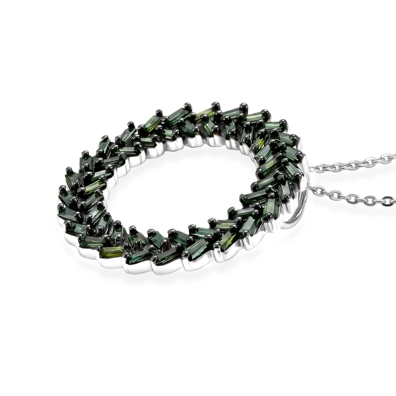 D'Joy Grüner Diamant Schmuckset ca. 50 cm 925 Silber Rhodiniert ca. 1.00 ct