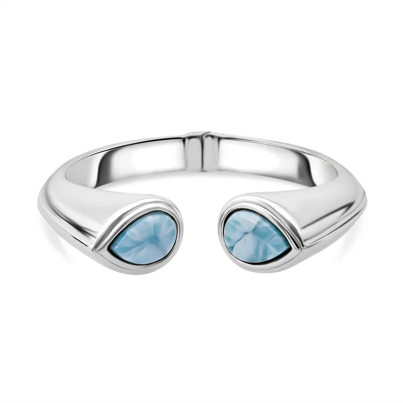 Larimar Armreif ca. 19 cm 925 Silber rhodiniert ca. 17,99 ct.