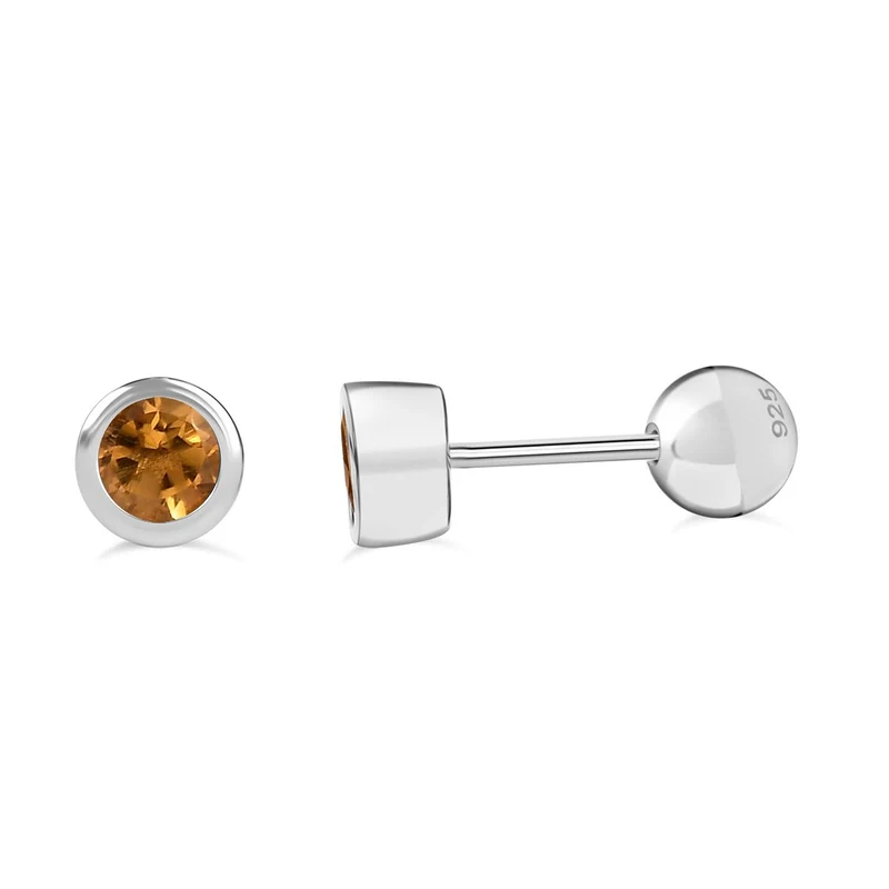 Citrin Ohrringe 925 Silber 750 Gelbgold Vermeil ca. 0.57 ct
