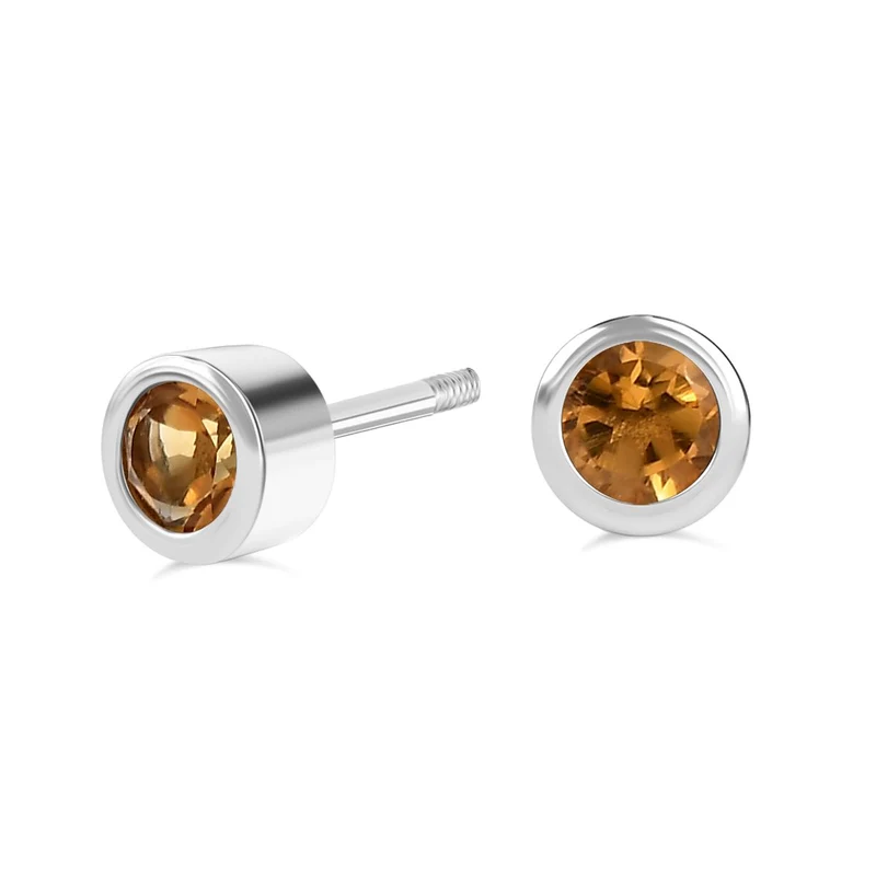 Citrin Ohrringe 925 Silber 750 Gelbgold Vermeil ca. 0.57 ct