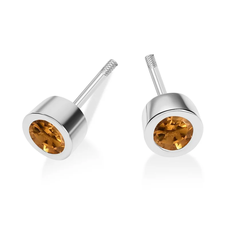 Citrin Ohrringe 925 Silber 750 Gelbgold Vermeil ca. 0.57 ct
