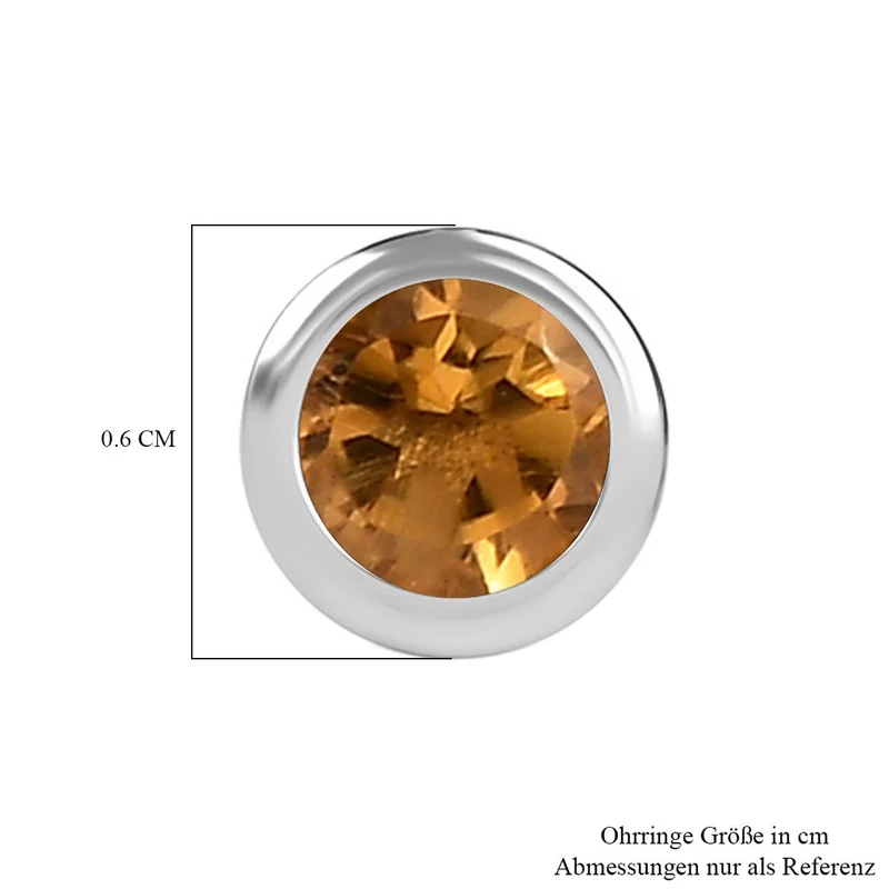 Citrin Ohrringe 925 Silber 750 Gelbgold Vermeil ca. 0.57 ct
