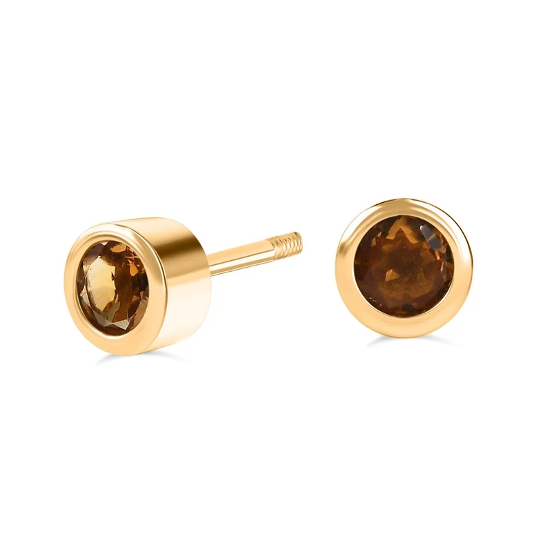 Citrin Ohrringe 925 Silber 750 Gelbgold Vermeil ca. 0.57 ct