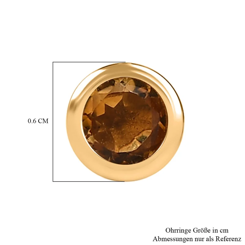 Citrin Ohrringe 925 Silber 750 Gelbgold Vermeil ca. 0.57 ct