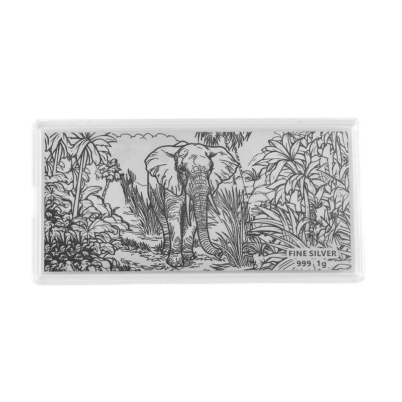 999er Silber-Barren mit Rosenmotiv, 1 Gramm, 5,5x11cm