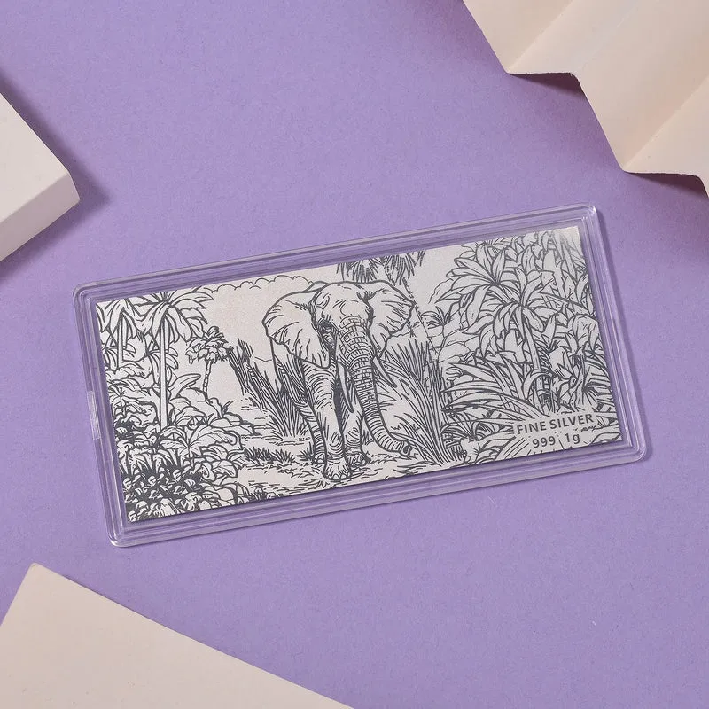 999er Silber-Barren mit Rosenmotiv, 1 Gramm, 5,5x11cm
