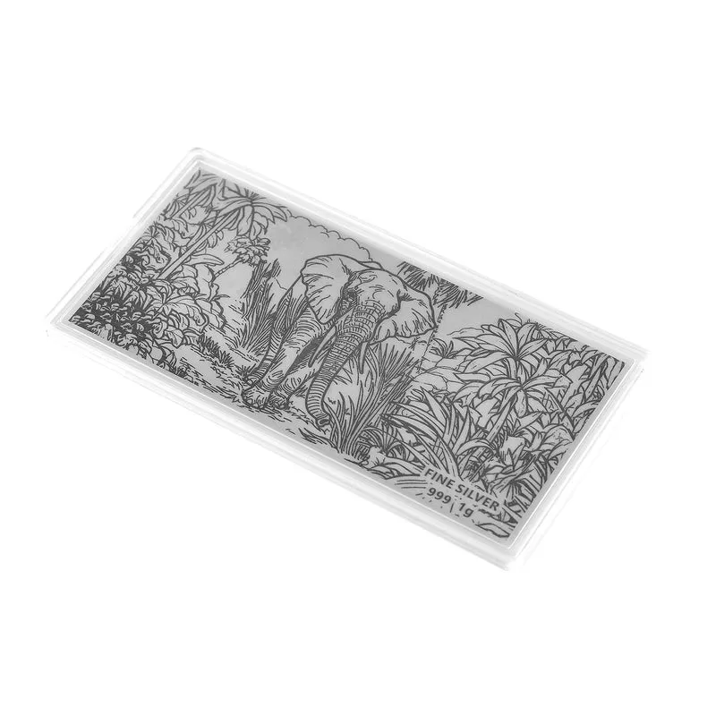 999er Silber-Barren mit Rosenmotiv, 1 Gramm, 5,5x11cm