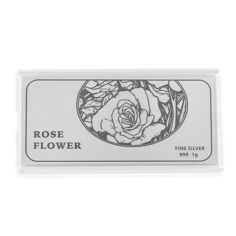 999er Silber-Barren mit Rosenmotiv, 1 Gramm, 5,5x11cm