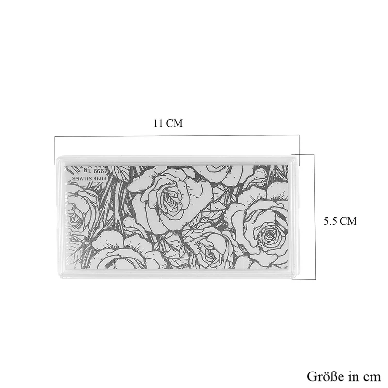 999er Silber-Barren mit Rosenmotiv, 1 Gramm, 5,5x11cm