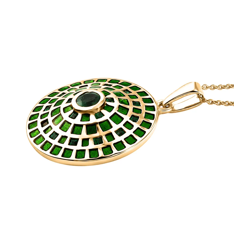 D'Joy AA Kagem Sambischer Smaragd Schmuckset ca. 45 cm 925 Silber 750 Gelbgold vermeil ca. 1.12 ct