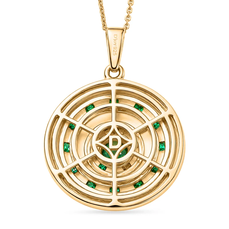 D'Joy AA Kagem Sambischer Smaragd Schmuckset ca. 45 cm 925 Silber 750 Gelbgold vermeil ca. 1.12 ct