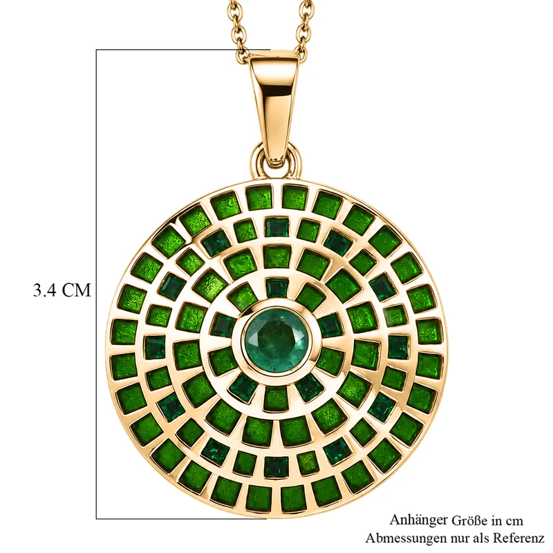 D'Joy AA Kagem Sambischer Smaragd Schmuckset ca. 45 cm 925 Silber 750 Gelbgold vermeil ca. 1.12 ct