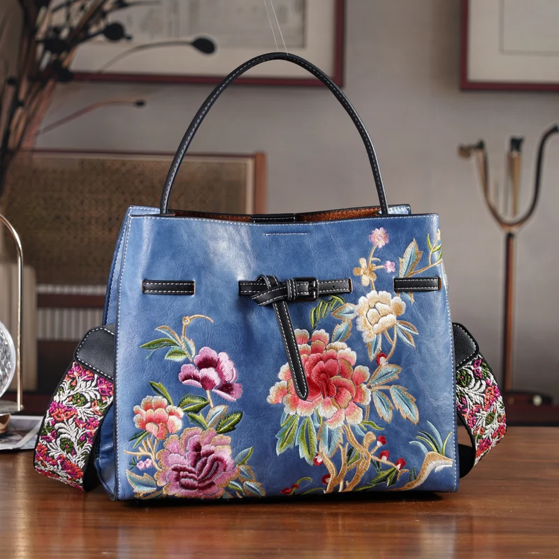 Florale Kunstprint Crossbody-Tasche mit Komfort-Schulterriemen, 30 x 13 x 23 cm, Orange