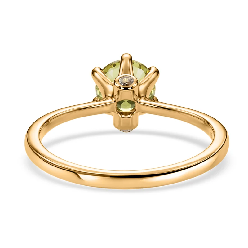 2er Set - D'Joy Ouro Verde-Quarz Ring und Ohrringe, 925 Silber 750 Vergoldet (Größe 18.00) ca. 2,37 ct.
