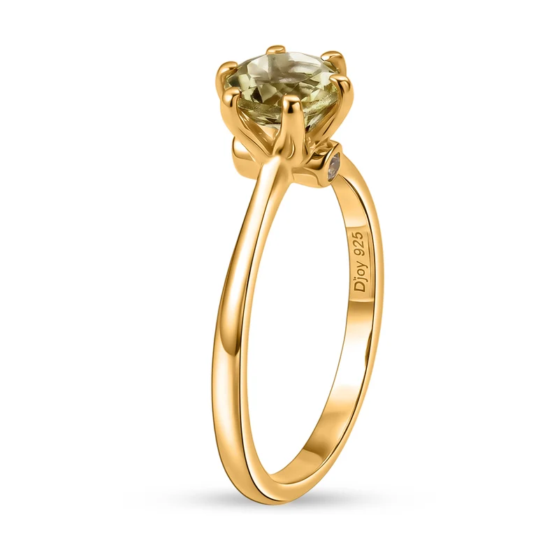 2er Set - D'Joy Ouro Verde-Quarz Ring und Ohrringe, 925 Silber 750 Vergoldet (Größe 19.00) ca. 2,37 ct.