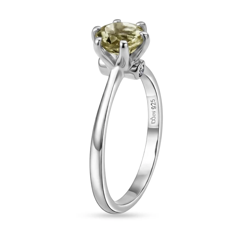 2er Set - D'Joy AAA Ouro Verde-Quarz Ring und Ohrringe, 925 Silber Platiniert (Größe 21.00) ca. 2,37 ct.