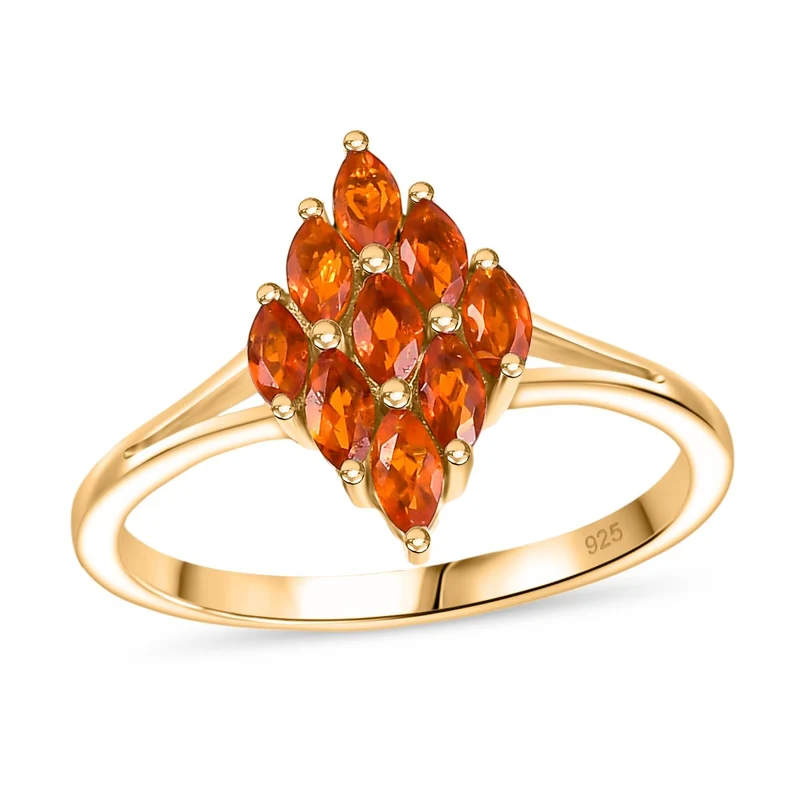 2er Set - Blaze Feueropal Anhänger und Ring, Größe (20.00), 925 Silber 750 Gelbgold Vermeil ca. 1.16 ct