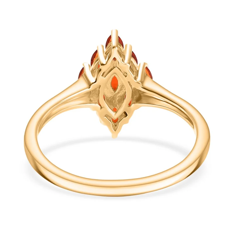 2er Set - Blaze Feueropal Anhänger und Ring, Größe (20.00), 925 Silber 750 Gelbgold Vermeil ca. 1.16 ct