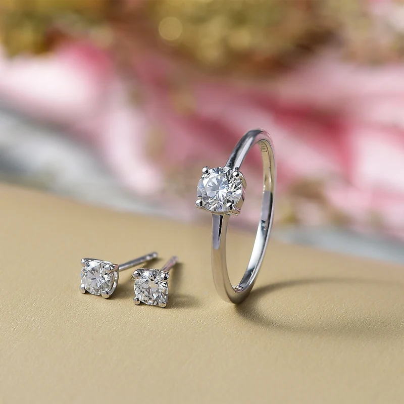D'Joy Moissanit Schmuckset 925 Silber platiniert (Größe 16) ca. 1,34 ct.
