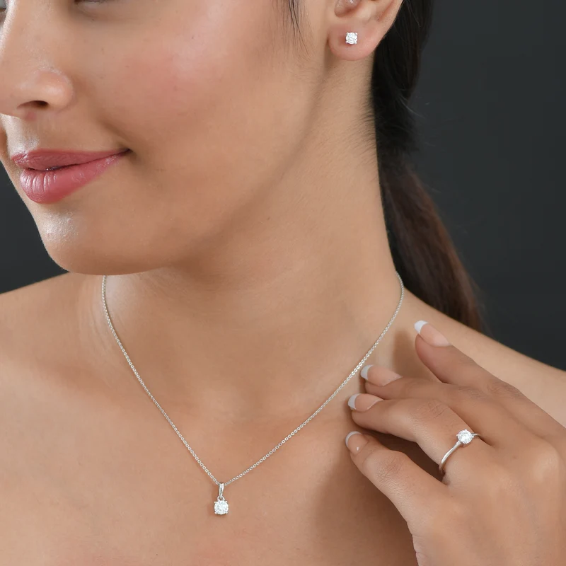 D'Joy Moissanit Schmuckset 925 Silber platiniert (Größe 16) ca. 1,34 ct.