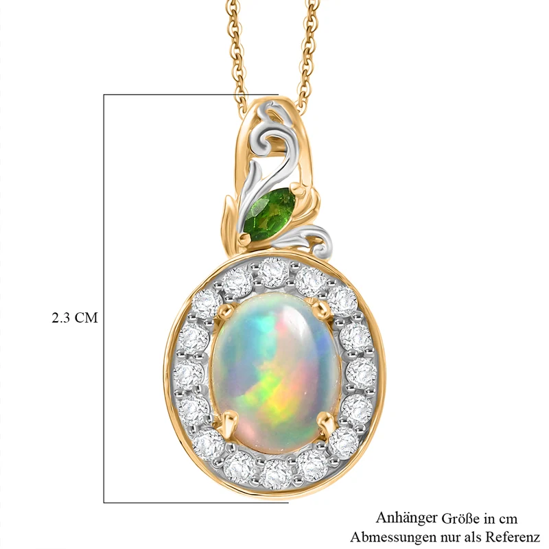 D'Joy Natürlicher, äthiopischer Welo Opal, Afrikanischer Rubin (Fissure gefüllt) Schmuckset ca. 50 cm 925 Silber vergoldet ca. 2.13 ct